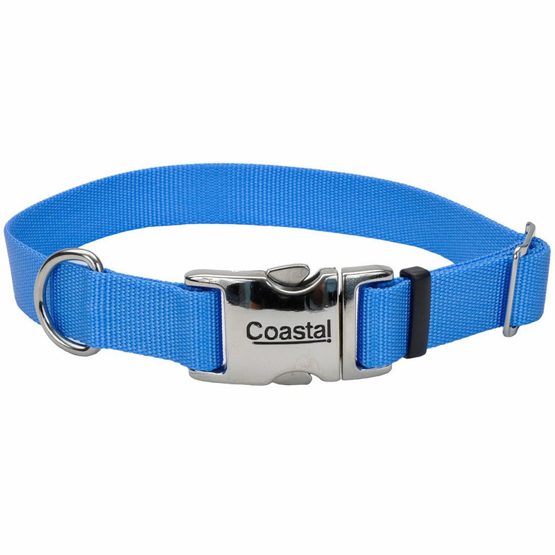 Coastal Pet Adjustable Dog Collar with Metal Buckle - Comfortable Fade-Resistant Dog Collar with Snap Lock - Perfect for Walking & Tie Outs - Blue Lagoon - 5/8" x 10"-14" 5/8" x 10" - 14" (Pack of 1)