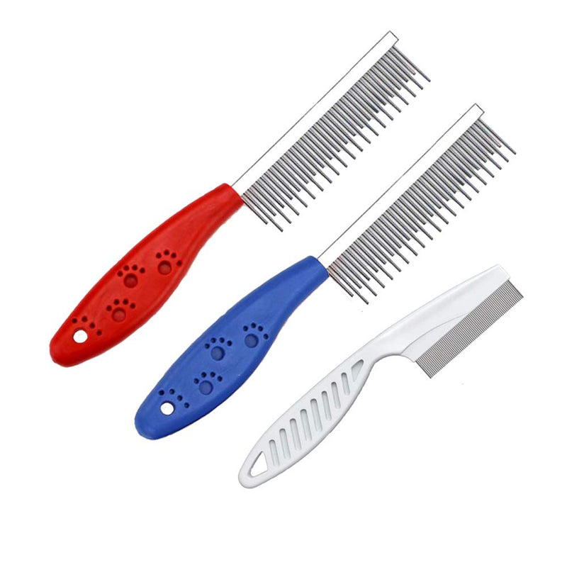 Pet Comb for Dogs & Cats,Small Dog & Cat Grooming Comb 3 Combs,Pet Long & Short Stainless Steel Teeth Shedding Comb for Removing Matted Fur, Knots & Tangle(3pack) - PawsPlanet Australia