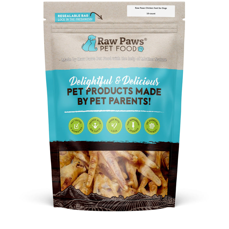 Raw Paws Dried Chicken Feet Dog Treats (10 Count) - Packed in USA - Dehydrated Chicken Feet for Dogs - Natural, Single Ingredient Chews 1 Count (Pack of 10) - PawsPlanet Australia