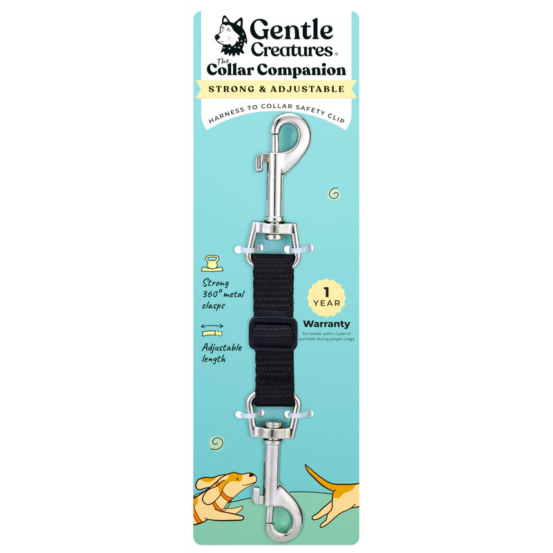 Gentle Creatures Collar Companion - Adjustable Backup Clip for Dog Harness, Prong, Pinch Collars, Gentle Lead - Double Ended Backup Clasp - Harness to Collar Safety Clip Nylon Adjustable - PawsPlanet Australia