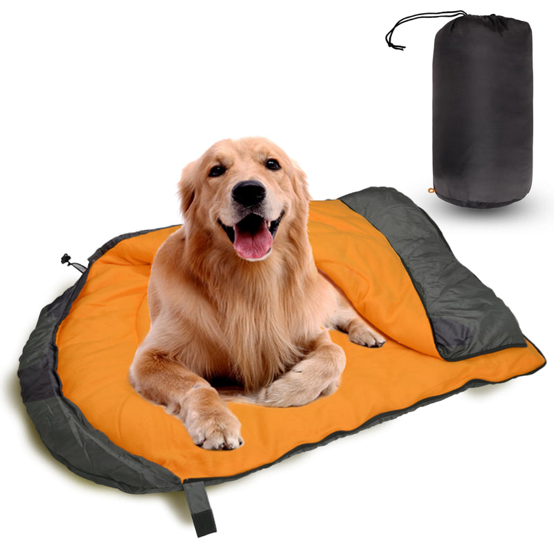 Dog Sleeping Bag Waterproof Warm Packable Dog Bed with Storage Bag Large Portable Pet Bed Mat for Travel Camping Hiking Backpacking Indoor Outdoor Orange - PawsPlanet Australia