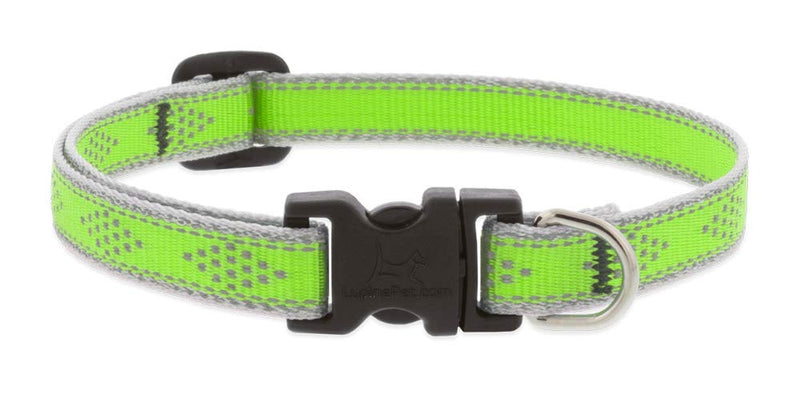 Lupine Reflective Small Dog Collar 1/2" Wide Green Diamond Adjusts from 10" to 16" 1/2"w; 10-16" - PawsPlanet Australia