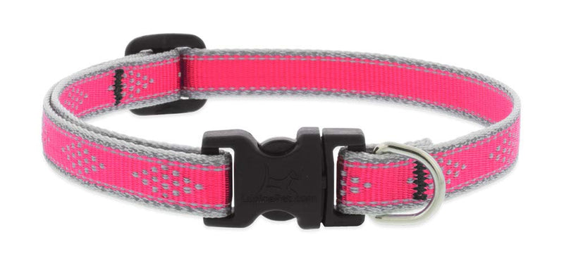 Lupine Reflective Small Dog Collar 1/2" Wide Pink Diamond Adjusts from 8" to 12" 1/2"w; 8-12" - PawsPlanet Australia