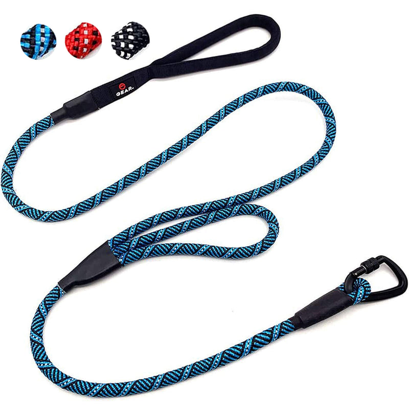 Double-Handle Rope Dog Leash with Locking Carabiner – Reflective Traffic Leash for Large, Medium, and Small Dogs – Heavy-Duty and Comfortable for Walking, Training, and Hiking (6 Feet) Royal Blue - PawsPlanet Australia