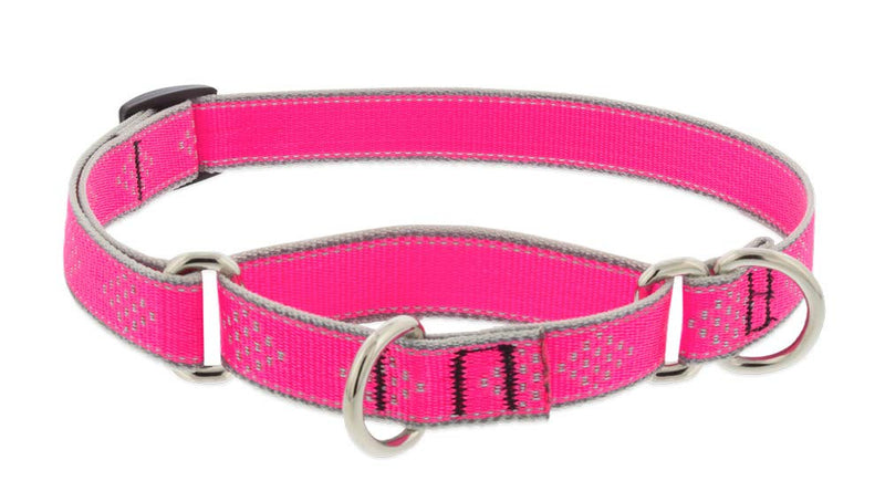 Lupine Reflective Martingale Dog Collar 3/4" Wide Pink Diamond Adjusts from 14" to 20" 3/4"w; 14-20" - PawsPlanet Australia