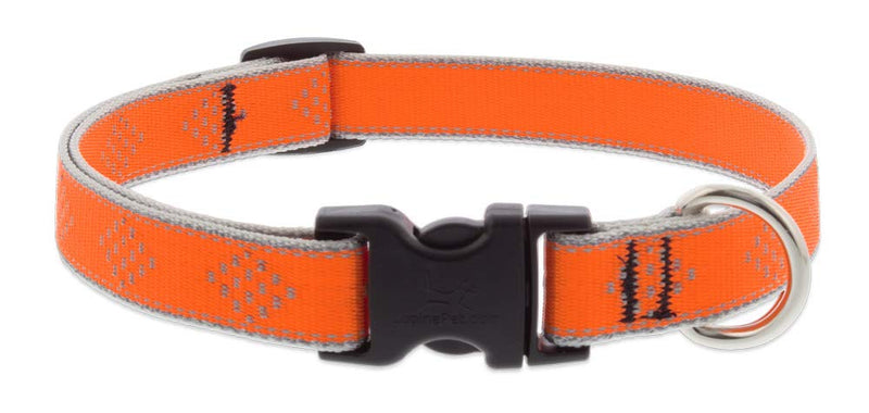 Lupine Large Reflective Dog Collar 3/4" Wide Orange Diamond Adjusts from 15" to 25" 3/4"w; 15-25" - PawsPlanet Australia