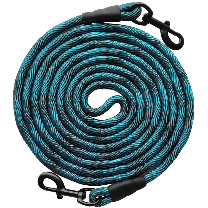 BTINESFUL Tie-Out Check Cord Long Rope Dog Leash, 8ft 12ft 20ft 30ft 50ft Recall Training Lead Leash- Great for Large Medium Small Dogs Training, Playing, Camping, or Backyard 30 Foot Blue Black - PawsPlanet Australia