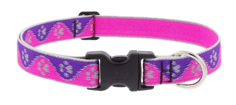 Lupine Reflective Dog Collar 1" Wide Pink Paws Adjusts from 12" to 20" 1"w; 12-20" - PawsPlanet Australia