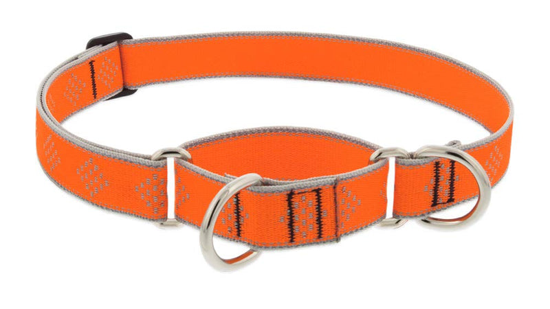 Lupine Reflective Martingale Dog Collar 1" Wide Orange Diamond Adjusts from 15" to 22" 1"w; 15-22" - PawsPlanet Australia