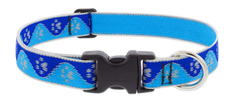 Lupine Reflective Dog Collar 1" Wide Blue Paws Adjusts from 16" to 28" 1"w; 16-28" - PawsPlanet Australia