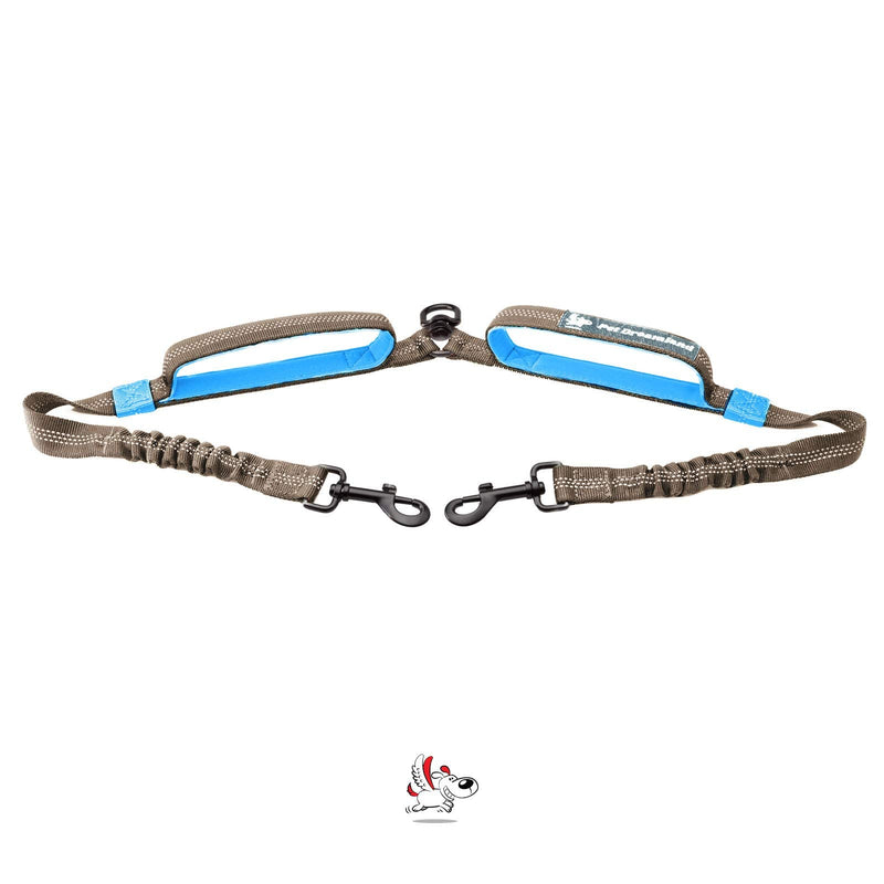 Pet Dreamland Exquisite Leash Coupler for Two Large Dogs with Tangle-Free Swivel. Dual Dog Attachment, Smooth Walks Guaranteed. You Will Absolutely Love This Amazing Gear for 2 Dogs (Grey & Blue) Grey & Blue Dog Coupler (Large Dogs 35-150 lbs each)