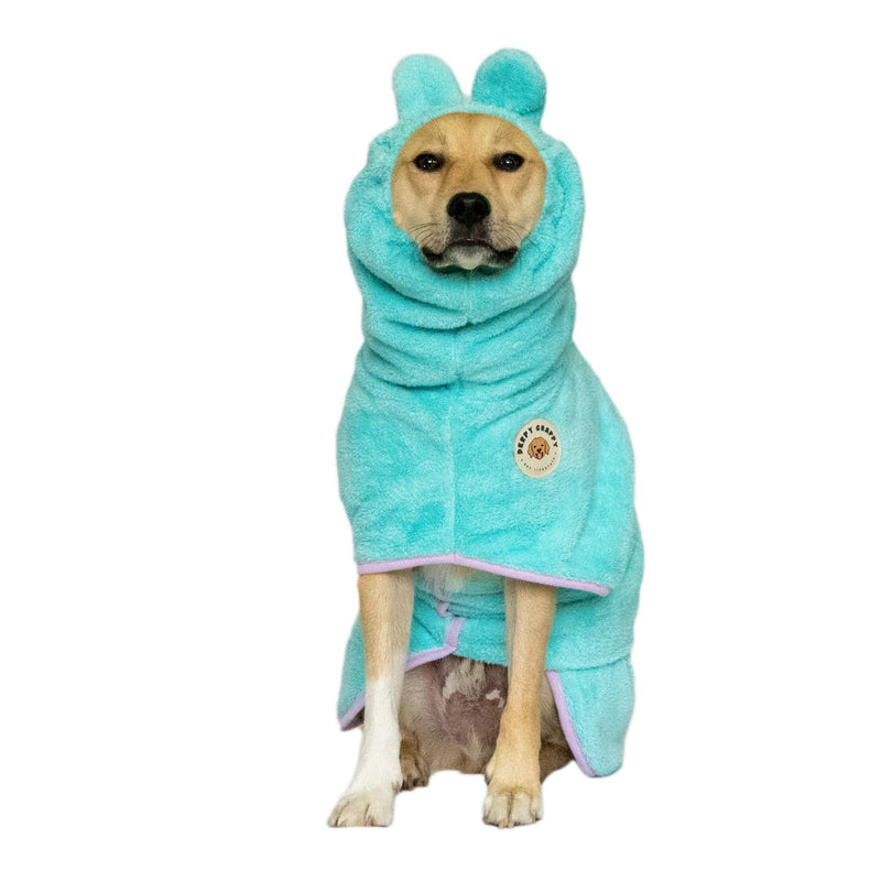 Premium Dog Bathrobe Towel, Absorbent Microfiber Robe for Small Medium Extra Large Dogs and Cats, Stylish Cozy Quick Pet Drying Towels After Bath, Pool or Beach (M, Mint) - PawsPlanet Australia