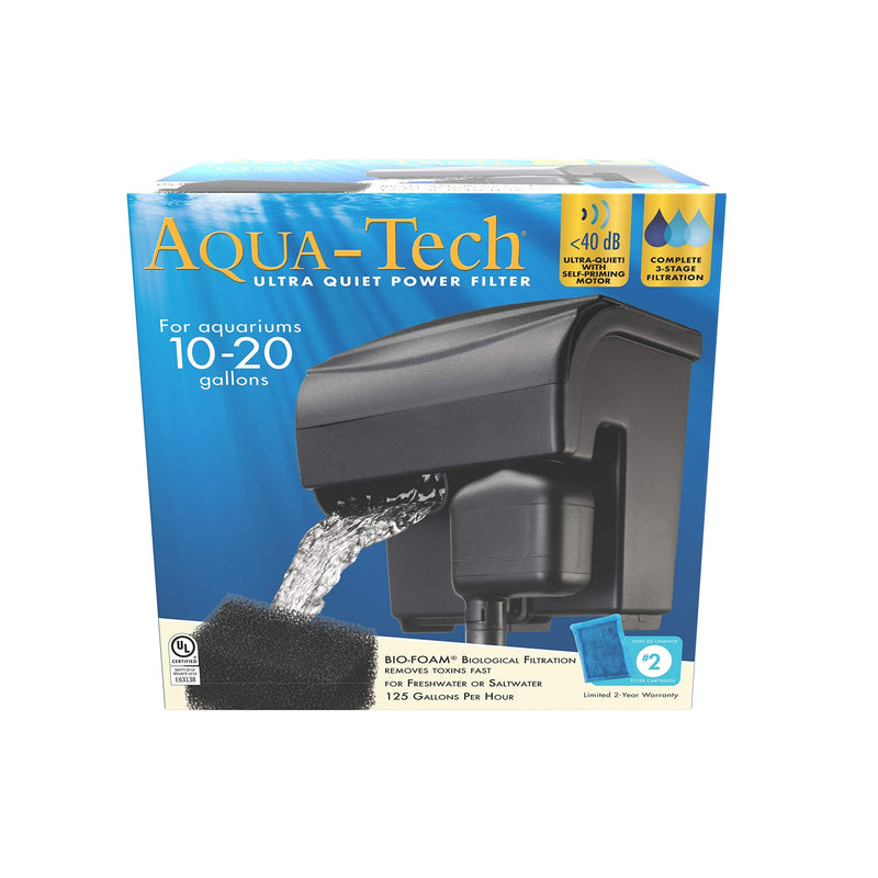 Aqua-Tech Ultra Quiet Power Filter, For Aquariums 10-20 Gallons New - 10 to 20 Gallon - PawsPlanet Australia