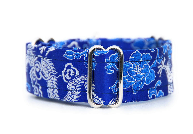 Satin Lined Martingale Collar 1.2" Wide for IG Italian Greyhound Whippet Puppy Collar Other Breeds with Similar Neck (8.5"-11.5") Blue M 8.5"-11.5" - PawsPlanet Australia