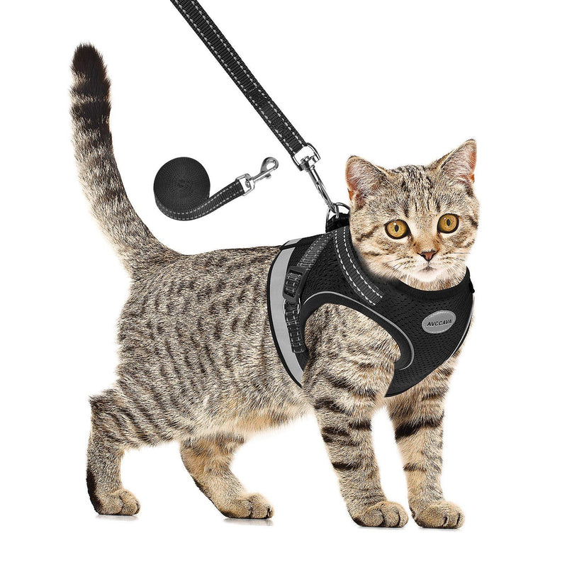 Cat Harness and Leash for Walking, Kitten Escape Proof Harnesses, Adjustable Reflective Puppy Harness with Leashes Set, Easy Adjustable Soft net Breathable Pet Safety Vest M (Chest: 12" - 14") Black M (Chest: 12" - 14") - PawsPlanet Australia