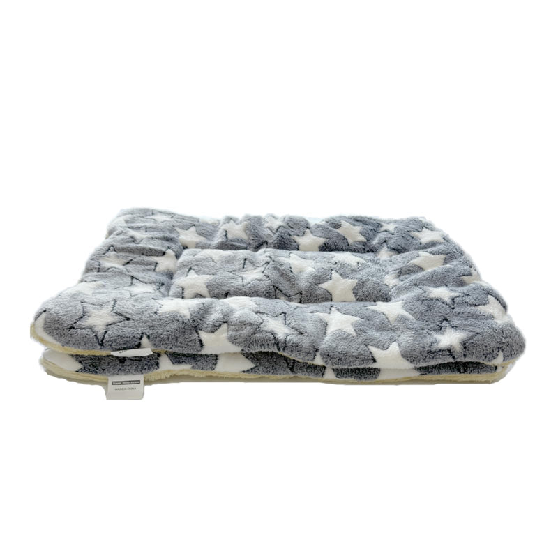 2 Pcs Pet Bed Mats. Ultra Soft Pet (Dog/Cat) Bed with Cute Prints. Reversible Faux Lambswool Kennel Pad for Medium Small Dogs and Cats. Machine Washable Pet Bed. Gray+Stars 18.5"L x 13.0"W x 1.2"Th - PawsPlanet Australia