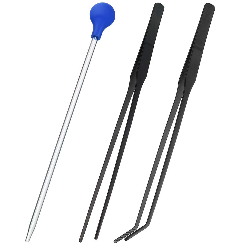 Weewooday 3 Pieces Axolotl Tank Accessories, Extra Long Tweezers for Aquarium, Coral Feeder Long Syringe, Fish Feeding Tongs Tweezers for Reef Roids Aquatic Plant Spider Snake Lizard - PawsPlanet Australia