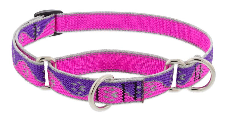 Lupine Reflective Small Martingale Dog Collar 3/4" Wide Pink Paws Adjusts from 10" to 14" 3/4"w; 10-14" - PawsPlanet Australia