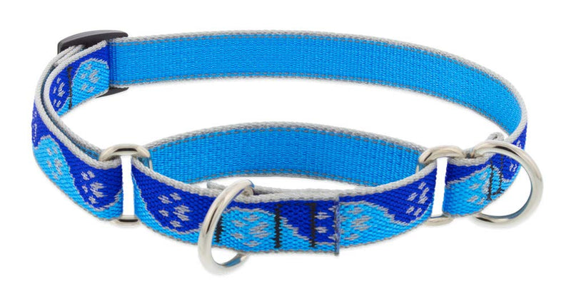 Lupine Reflective Small Martingale Dog Collar 3/4" Wide Blue Paws Adjusts from 10" to 14" 3/4"w; 10-14" - PawsPlanet Australia