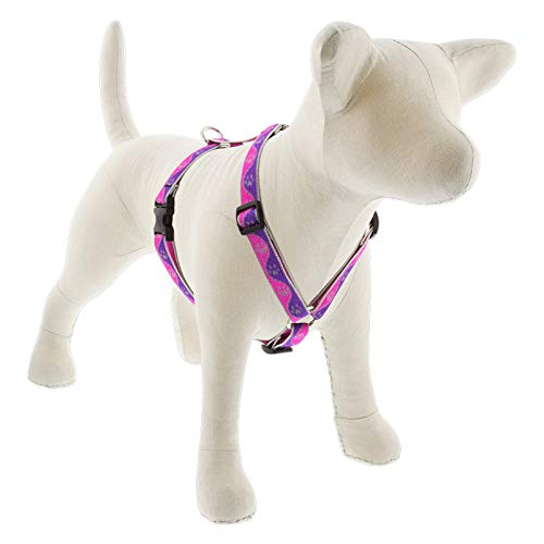 Lupine Reflective Adjustable Dog Harness 3/4" Wide Pink Paws with 14-24" Girth 3/4"w; 14-24" girth - PawsPlanet Australia