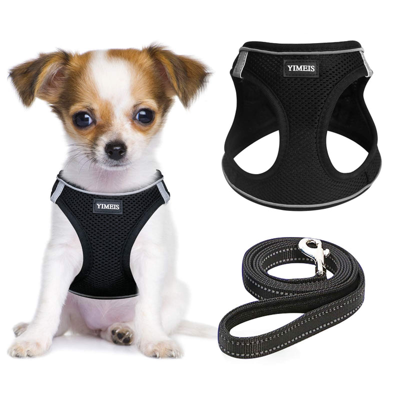 YIMEIS Dog Harness and Leash Set, No Pull Soft Mesh Pet Harness, Reflective Adjustable Puppy Vest for Small Medium Large Dogs, Cats (Black, X-Small (Pack of 1)) Black X-Small (Pack of 1) - PawsPlanet Australia
