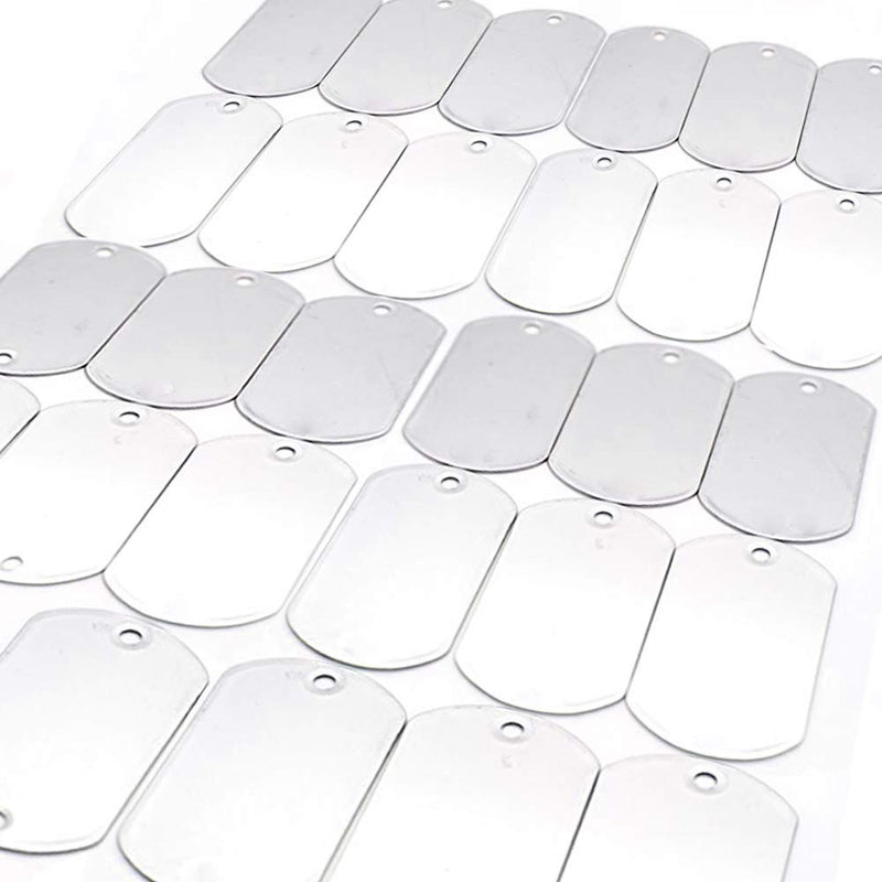 BELMAKS Military Dog Tags Shiny Polished - Stainless Steel Rolled Edge Backing Blank Dog Tags 100 PCS 100pcs 1.125” x 2” - PawsPlanet Australia