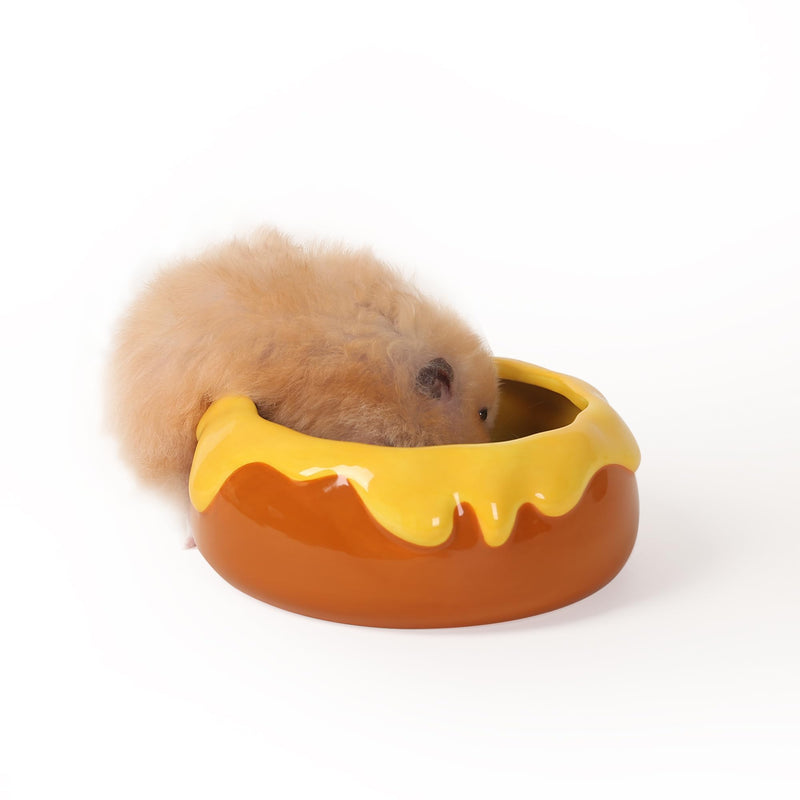 Guinea Pig Food Bowl Hamster Ceramic Water Dish Anti-Spill & Prevent Tipping Rabbit Feeding Bowl for Guinea Pig, Syrian Hamster, Bunny, Rat, Chinchilla, Squirrel, Small Animal (Honey Orange) Honey Orange - PawsPlanet Australia