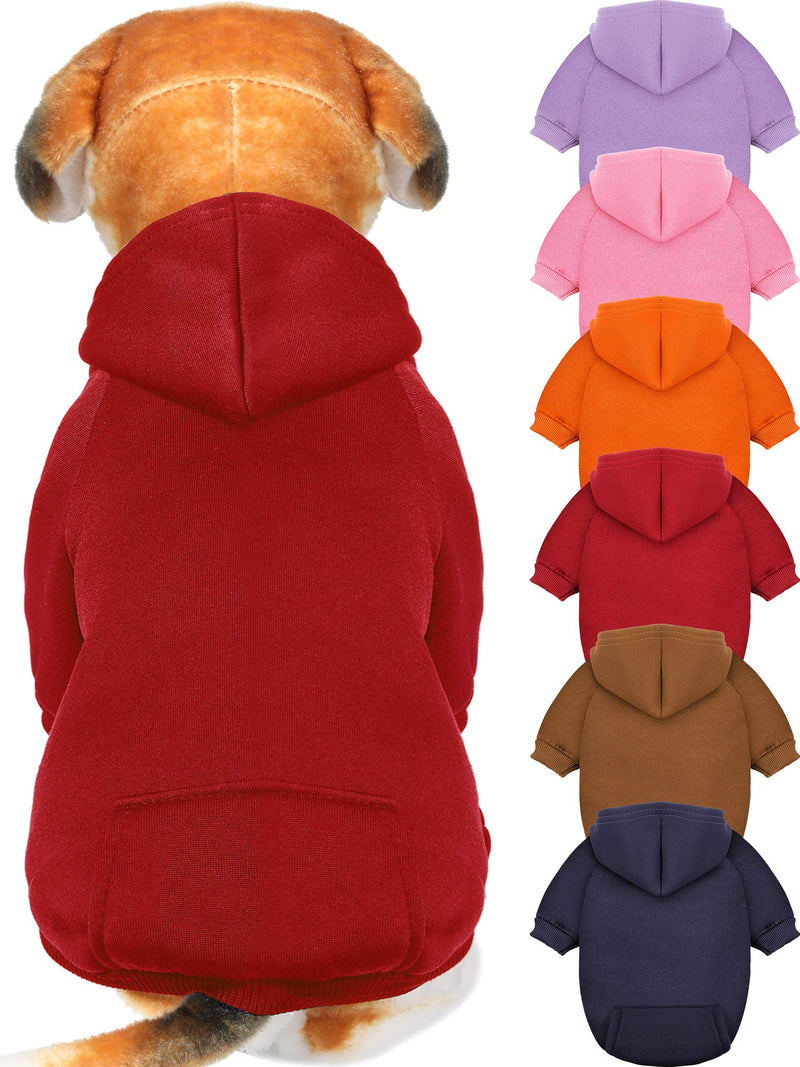 6 Pieces Dog Hoodie Dog Clothes Sweaters with Hat, Pet Winter Clothes Warm Hoodies Coat Sweater for Small Dogs Chihuahua (M) M - PawsPlanet Australia