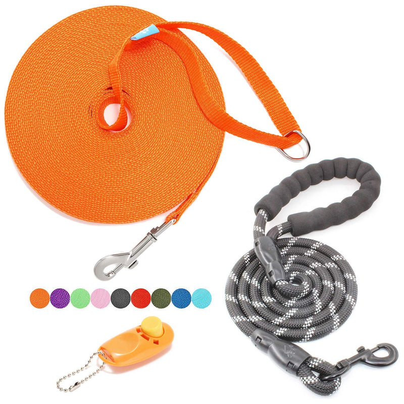 BAAPET 15 Foot Long Orange Training Leash + Rope Leash - PawsPlanet Australia