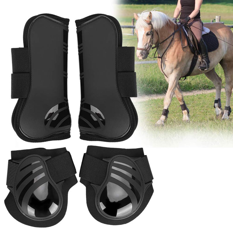 Zerodis Horse Leg Guard, 2 Pair PU Shell Horse Front Back Leg Guard Boot Wrap Protective Boots Horse Fly Leg Guards Set During Jump(M Black) - PawsPlanet Australia