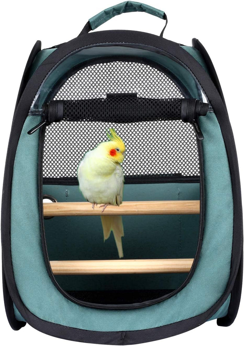 Akinerri Birds Travel Carrier, Small Bird Travel Bag, Transparent Breathable Travel Cage Bird Parrot Carrier, Include Perch and Bottom Tray Blue - PawsPlanet Australia