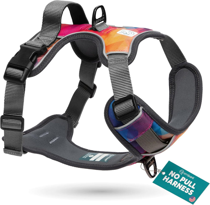 Embark Adventure No Pull Dog Harness, Reflective Trim No Pull Harness for Medium Sized Dog - Military Grade Nylon, Front Clip with Gel Lined Handle. Soft & Padded Puppy M Aurora - PawsPlanet Australia