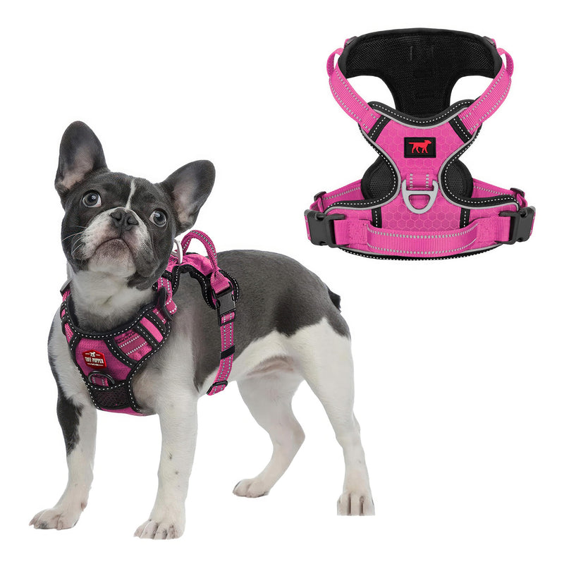 Tuff Pupper No Pull Easy Walk Dog Harness | Heavy Duty Pet Vest | Front & Back Leash Clips | Strong Safety Handle | Reflective Anti Pull Vest | Comfortable Padded Escape Proof Harness (Medium, Pink) Medium (Neck: 15-23" , Chest: 18-24") Hot Pink - PawsPlanet Australia