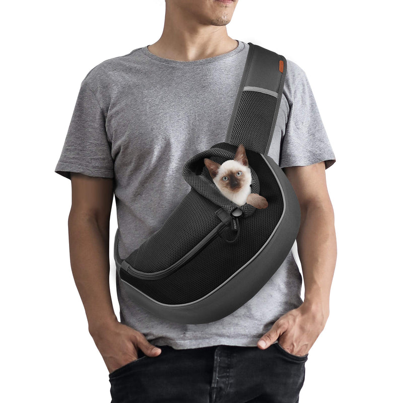 FDJASGY Pet Sling Carrier for Small Dogs Cats,Breathable Mesh Travelling Hand Free Puppy Backpack with Pouch and Adjustable Strap Carrier Black Medium (Pack of 1) - PawsPlanet Australia