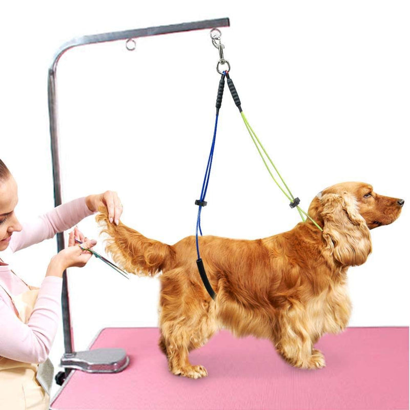 Oumefar Adjustable Pet Grooming Leash No-Sit Haunch Holder Restraint Wash Choker Dogs Cats Grooming Table Arm(Yellow+Blue) - PawsPlanet Australia