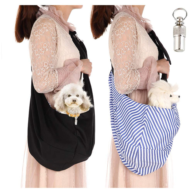 Small Dog & Cat Travel Bag - Hands Free Pet Carrier with Adjustable Strap & Stainless Steel ID Barrel (Black, Up to 12 lbs) Black(up to 12 lbs) - PawsPlanet Australia