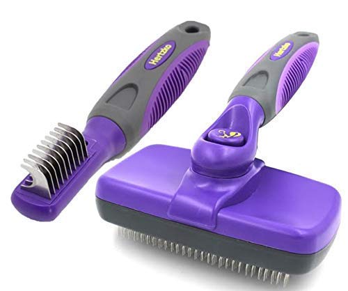 Mat Remover Grooming Comb and Hertzko Self Cleaning Slicker Brush Bundle - PawsPlanet Australia