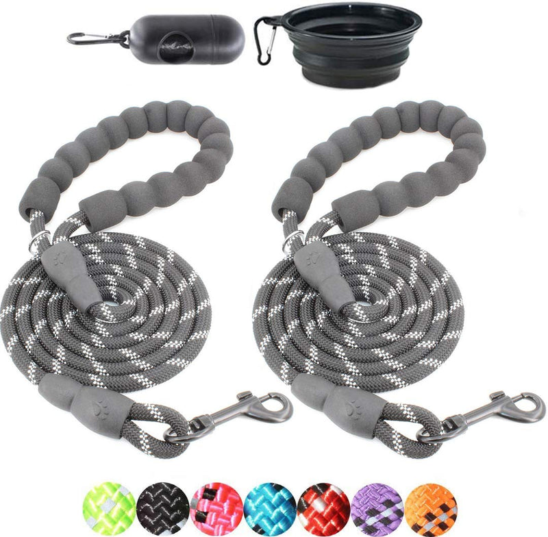 BAAPET 2 Packs 5/6 FT Dog Leash with Comfortable Padded Handle and Highly Reflective Threads Dog Leashes for Small Medium and Large Dogs (5FT-1/3'', Black+Black) 1/3'' x 5 FT (0~18 lbs.) - PawsPlanet Australia