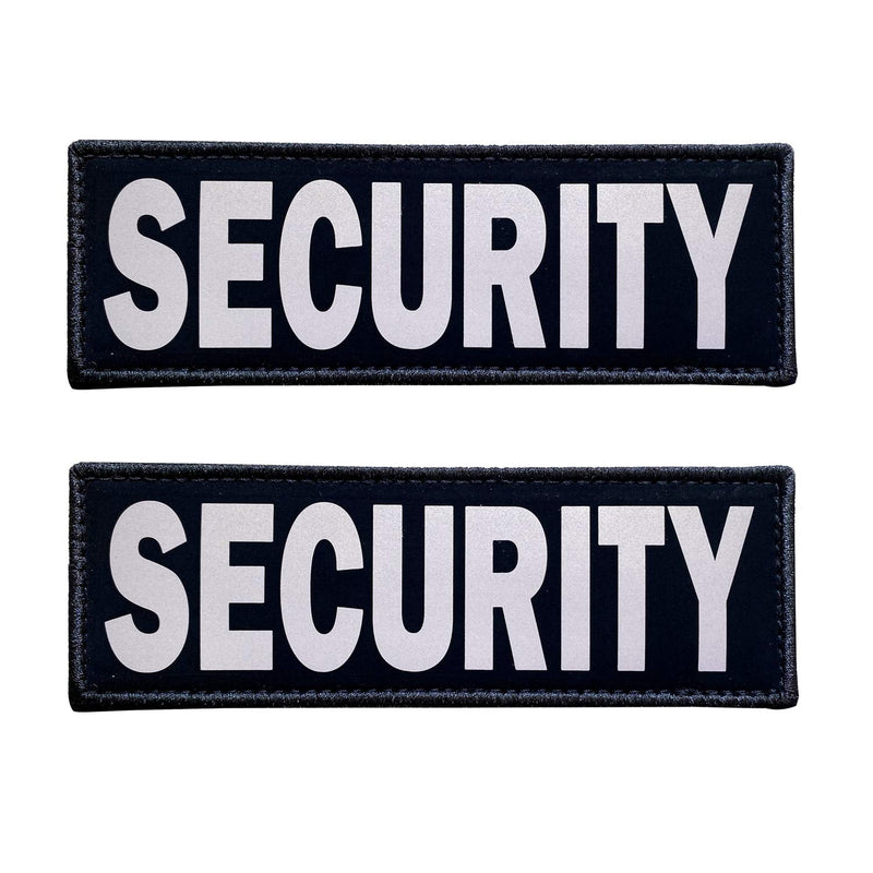 JUJUPUPS Black Reflective Dog Patches 2 Pack Service Dog ，in Training， DO NOT PET, Tags with Hook and Loop Patches for Vests and Harnesses (Security, 6x2 inch) SECURITY