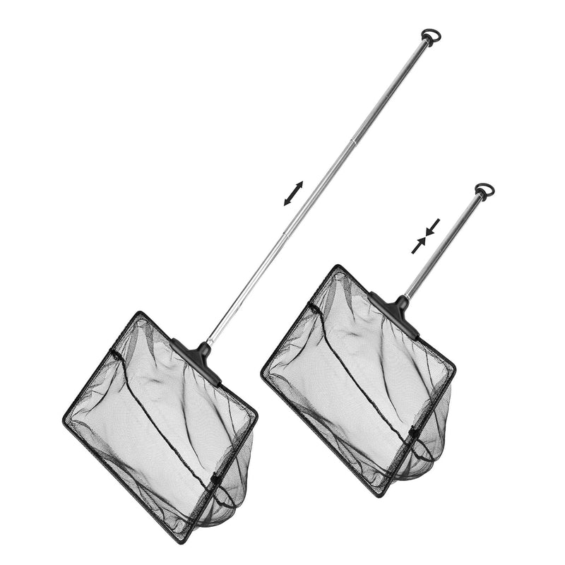 Mogoko Aquarium Fish Net, Fish Net for Fish Tank with 5.5"-16.3" Long Extendable Long Handle, Fine Mesh Telescopic Aquarium Fish Net Fish Tank Aquarium Accessories 4 inch - PawsPlanet Australia
