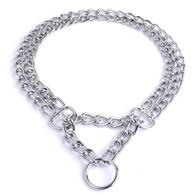 Heavy Duty Dog Collar - Martingale Collar with Double Row Chain for Medium Large Dogs (XL-24') XL-24” (suitable for neck 19-22")