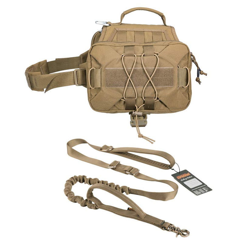 Tactical Bungee Dog Leash Adjustable Dog Pack Hound Dog Saddle Bag Backpack with Handle - PawsPlanet Australia
