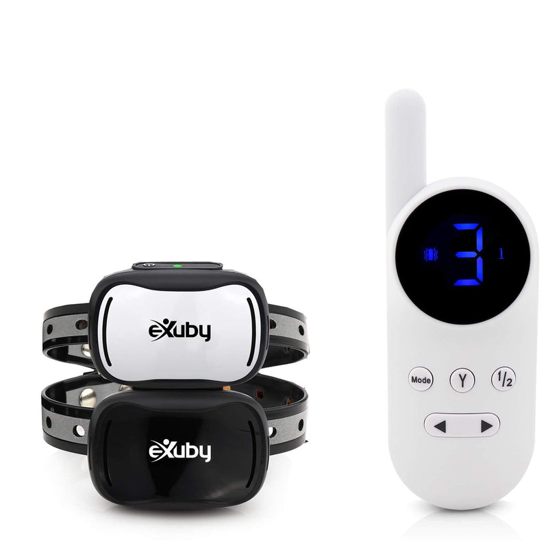 eXuby Tiny Dual Shock Collar - Smallest Collar on The Market - Sound, Vibration, Shock - 9 Intensity Levels - Pocket-Size Remote - Long Battery Life - Water-Resistant - White Remote - PawsPlanet Australia