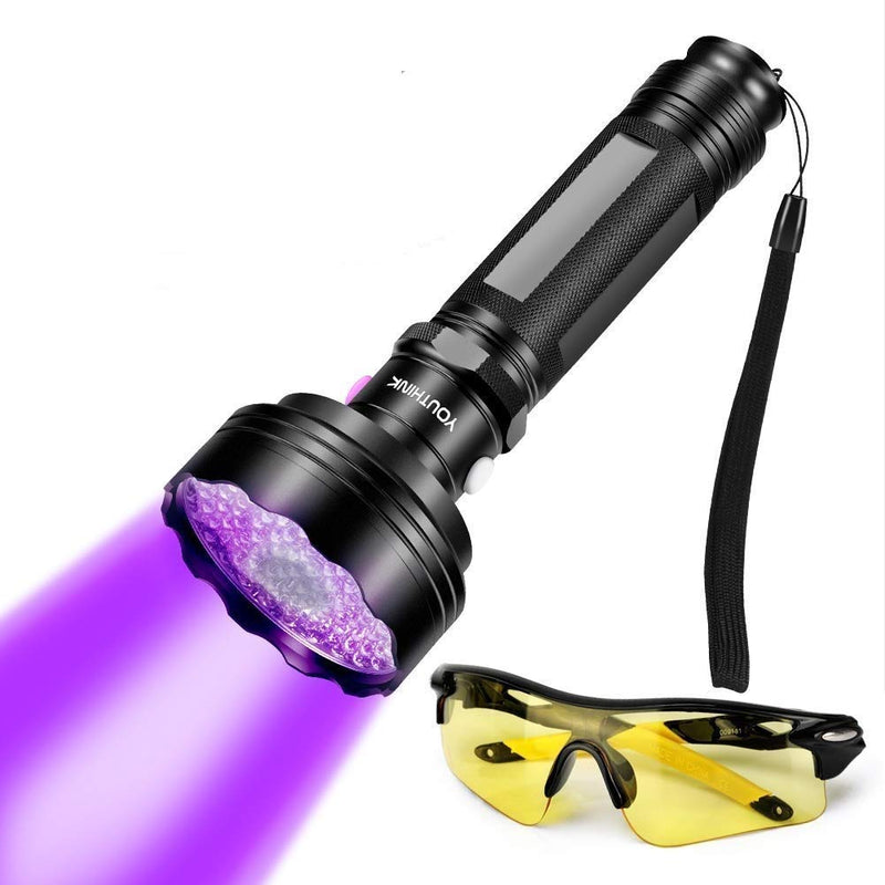 Oumefar 2 in 1 Powerful Flashlight Flashlight Torch Hand-held Detector with Sunglasses Goggles Detector Tool for Pets Urine
