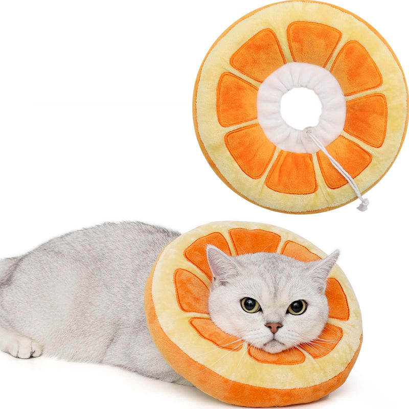 ANWA Adjustable Cat Cone Collar Soft, Cute Cat Recovery Collar, Cat Cones After Surgery for Kittens Medium (7-18 lbs) Orange - PawsPlanet Australia