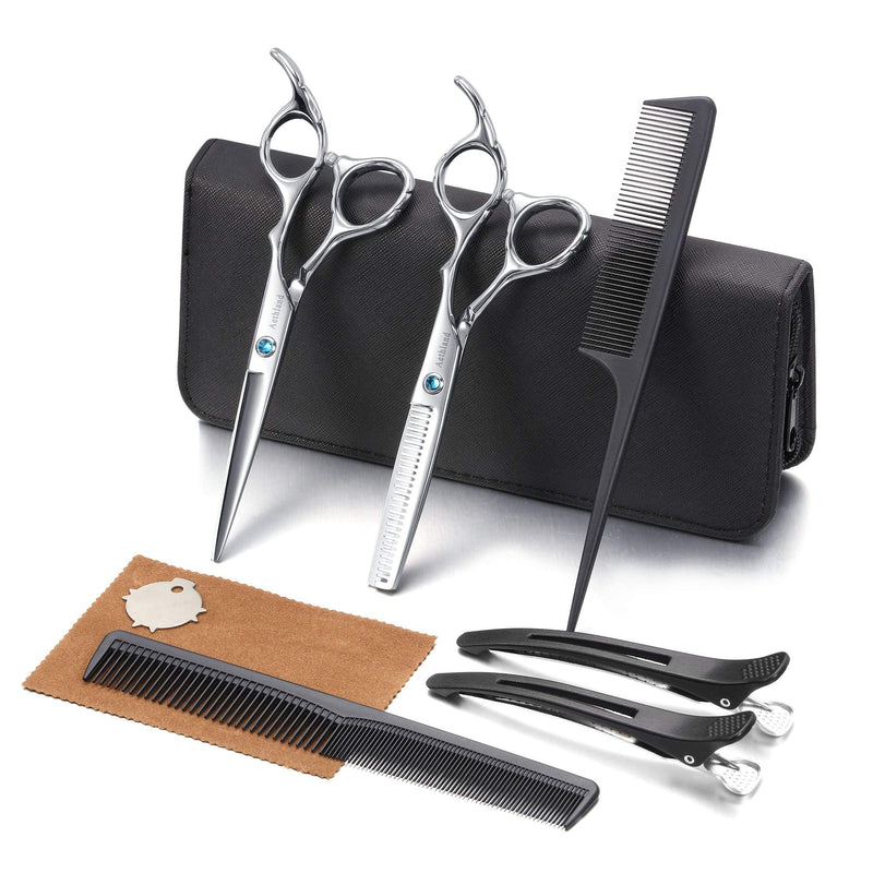 Hair Cutting Scissors Kit, Aethland Professional Barber Hairdressing Scissors Set (Trimming Shaping Grooming Thinning Shears) for Men Women Pets Home Salon Barber Haircut, 6.5" Japanese 9CR SS - PawsPlanet Australia