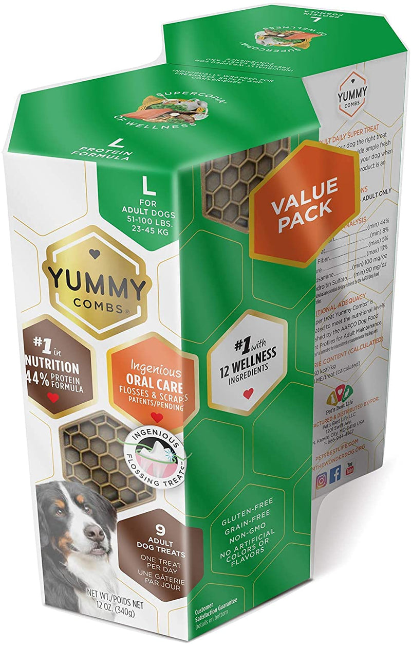 Yummy Combs Dental Treats for Dogs | Old Version | Dental Dog Treats for Large Dogs (24oz, 18 Count) 24 oz (Pack of 2) - PawsPlanet Australia