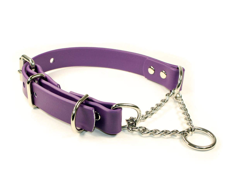 Adjustable Waterproof Martingale Half-Check Stainless Steel Chain Training Dog Collar (Medium: 14"-18", Purple) Medium: 14"-18" - PawsPlanet Australia