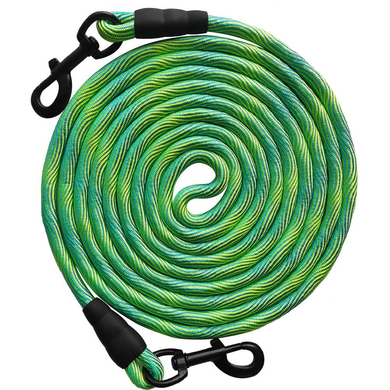 BTINESFUL 8ft/12ft/20ft/30ft/50ft Tie-Out Check Cord Long Rope Dog Leash, Recall Training Lead Leash- Great for Large Medium Small Dogs Training, Playing, Camping, or Backyard 20ft Green - PawsPlanet Australia