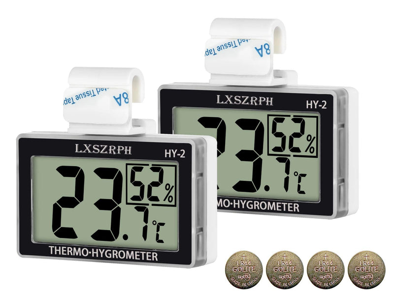 Reptile Thermometer Hygrometer HD LCD Reptile Tank Digital Thermometer with Hook Temperature Humidity Meter Gauge for Reptile Tanks, Terrariums, Vivarium (2packs) 2packs - PawsPlanet Australia
